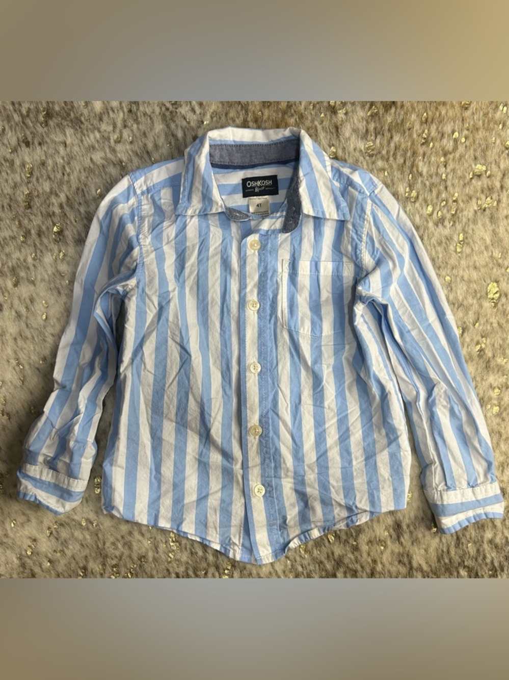 5 for $25🔥OshKosh B'Gosh Vertical‎ Blue Striped Shirt 4T